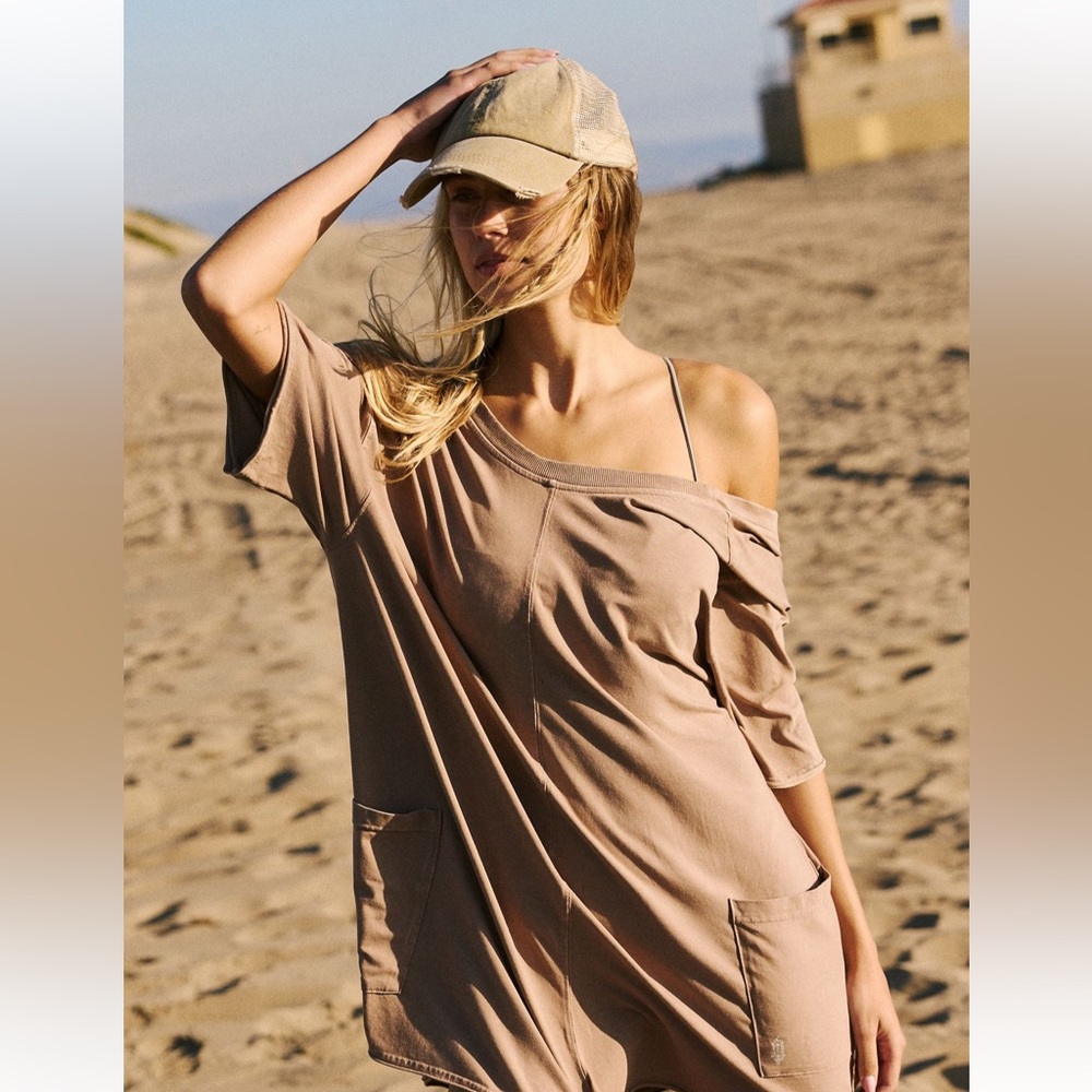 FP Movement by Free People Mocha Latte Hotshot Tee Romper SOLDOUT Medium